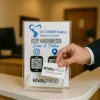 حامل بطاقات عمل أكريليك مع رمزي QR