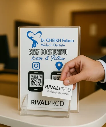 Acrylic Business Card Holder with Dual QR Codes