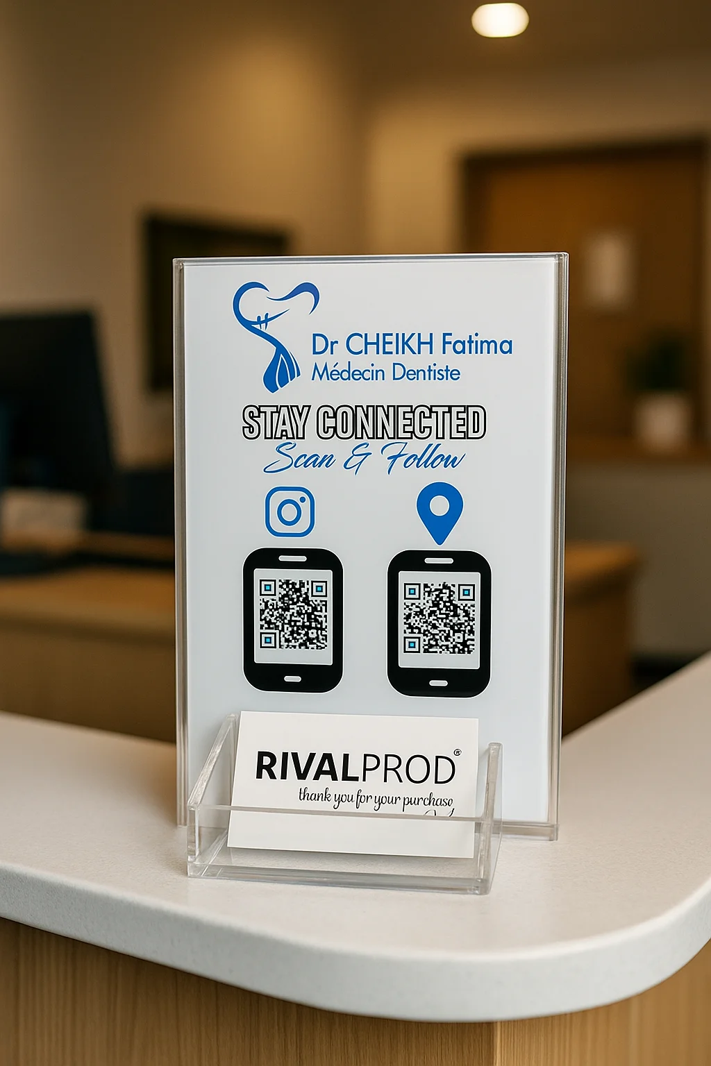 Acrylic Business Card Holder with Dual QR Codes - Image 3